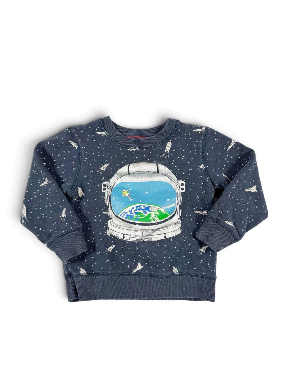 Mini Boden Kids Astronaut Space Sweatshirt Navy Blue Size 2-3 Year